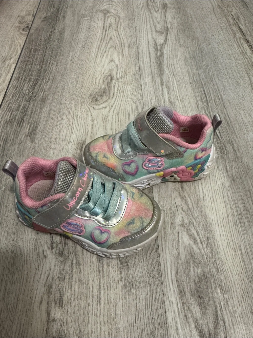 Skechers Kids Unicorn Light-Up Sneakers in Pink, Silver and Pastel